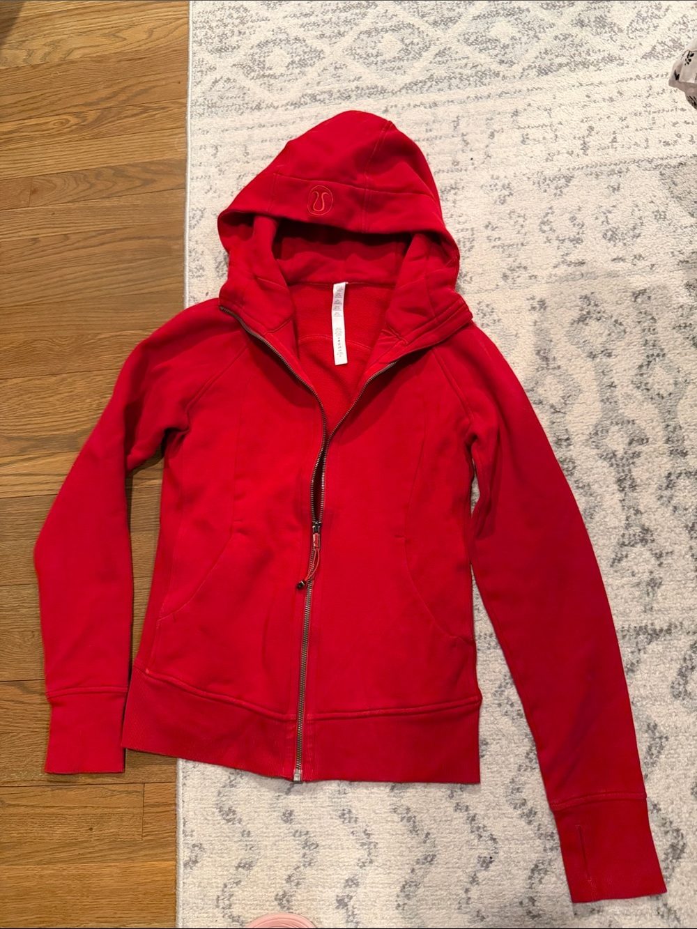 lululemon athletica Bright Red Hooded Zip Jacket, in good condition